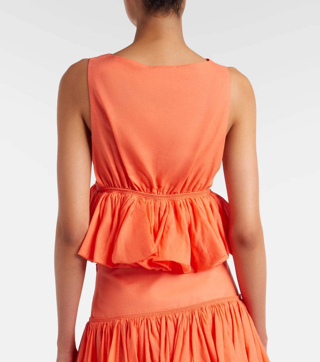 Alaïa - Peplum striped cotton and linen top