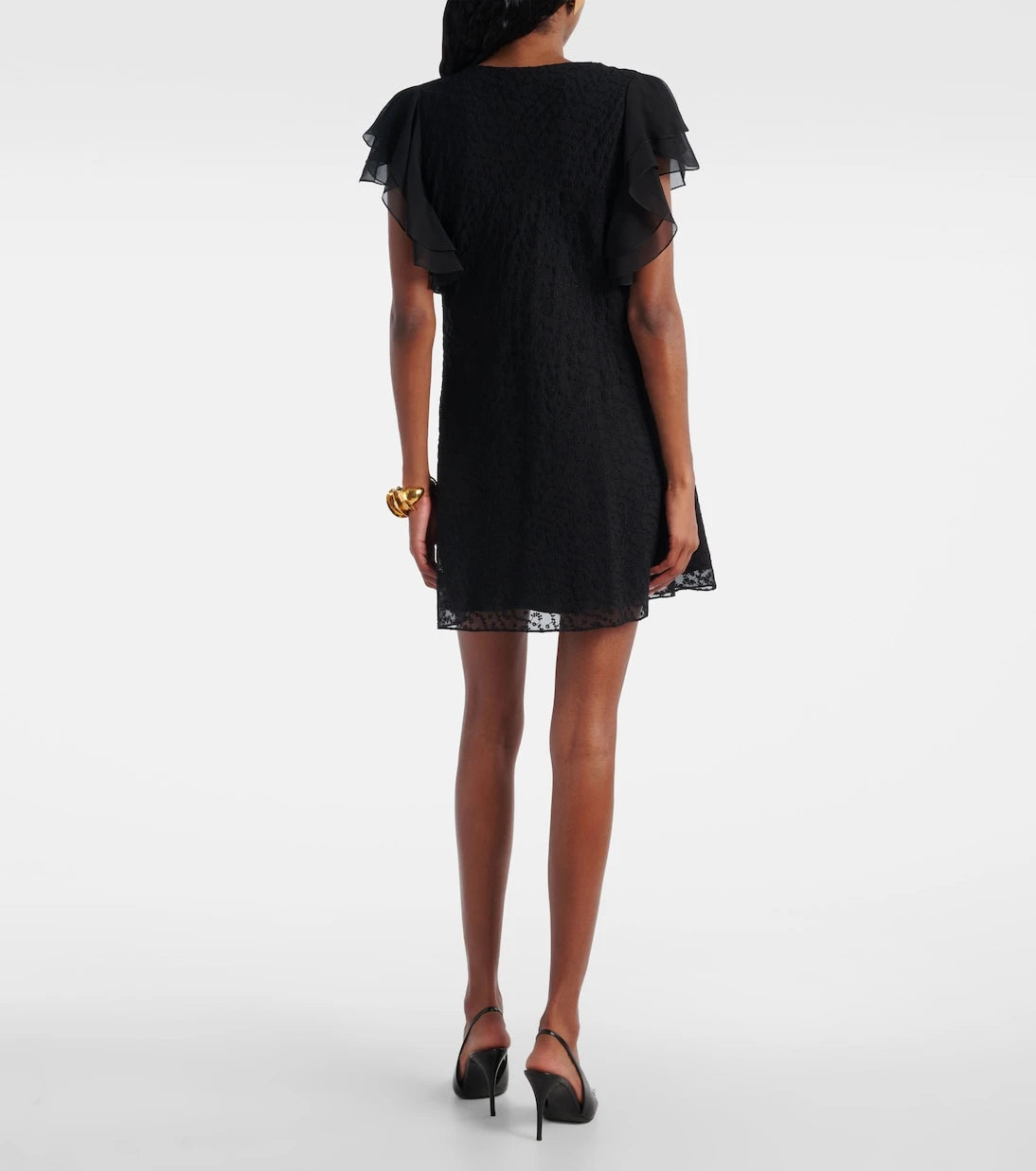 Saint Laurent - Floral-appliqué embroidered minidress
