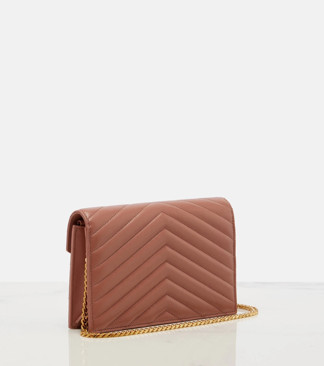 Saint Laurent - Cassandre matelassé leather wallet on chain