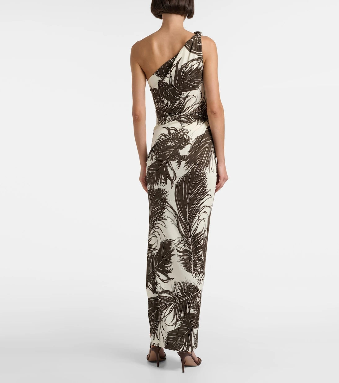 Oscar de la Renta - Printed one-shoulder jersey maxi dress