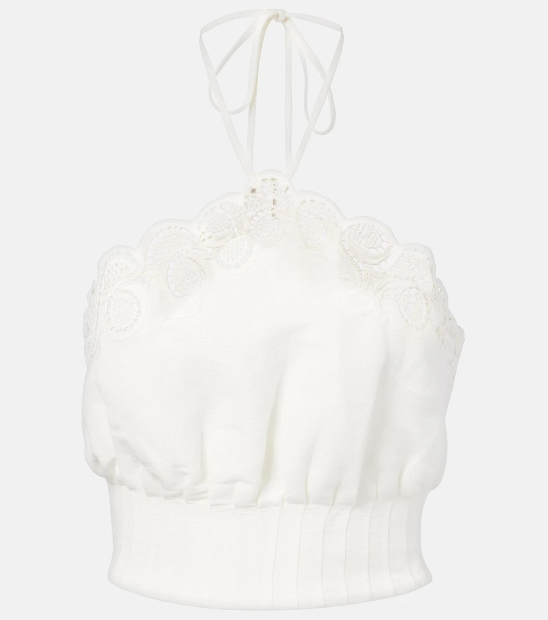 Simkhai - Mellie scalloped linen-blend crop top