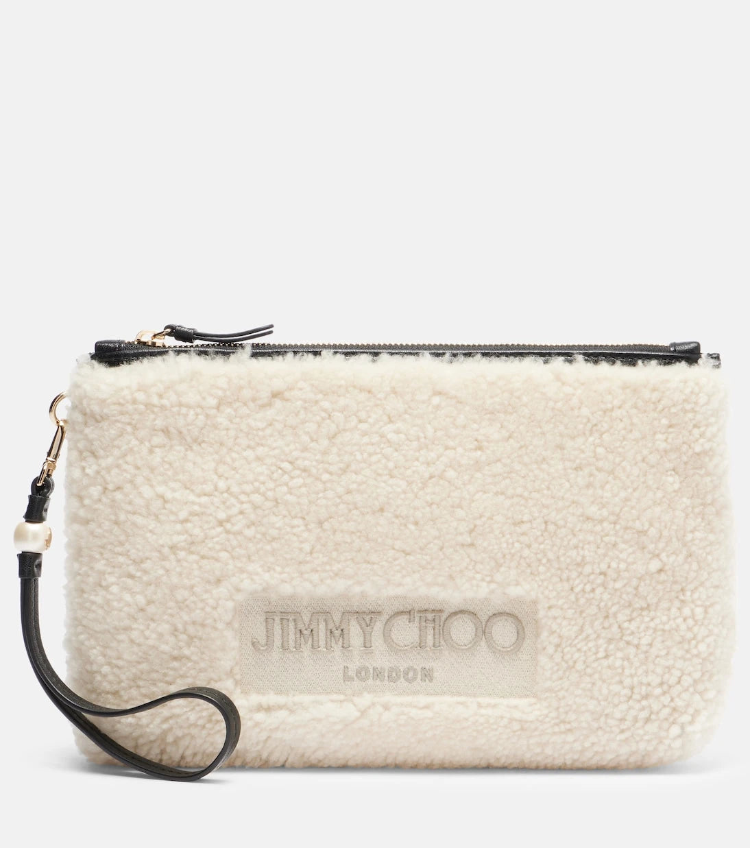 Jimmy Choo - Logo shearling pouch with strap