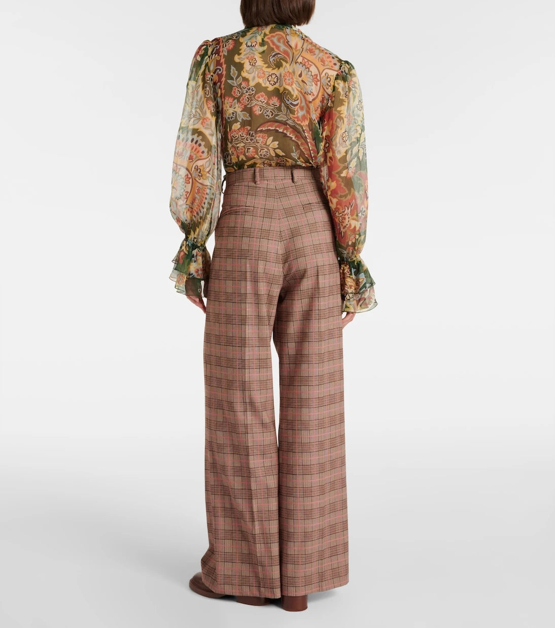 Etro - Checked high-rise wide-leg pants