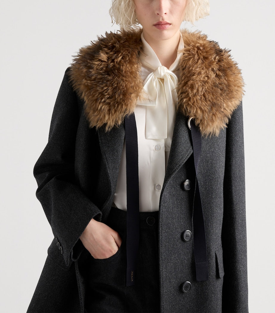 Prada White Satin Tie-Neck Blouse