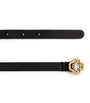 Maje Black Leather Logo Thin Belt