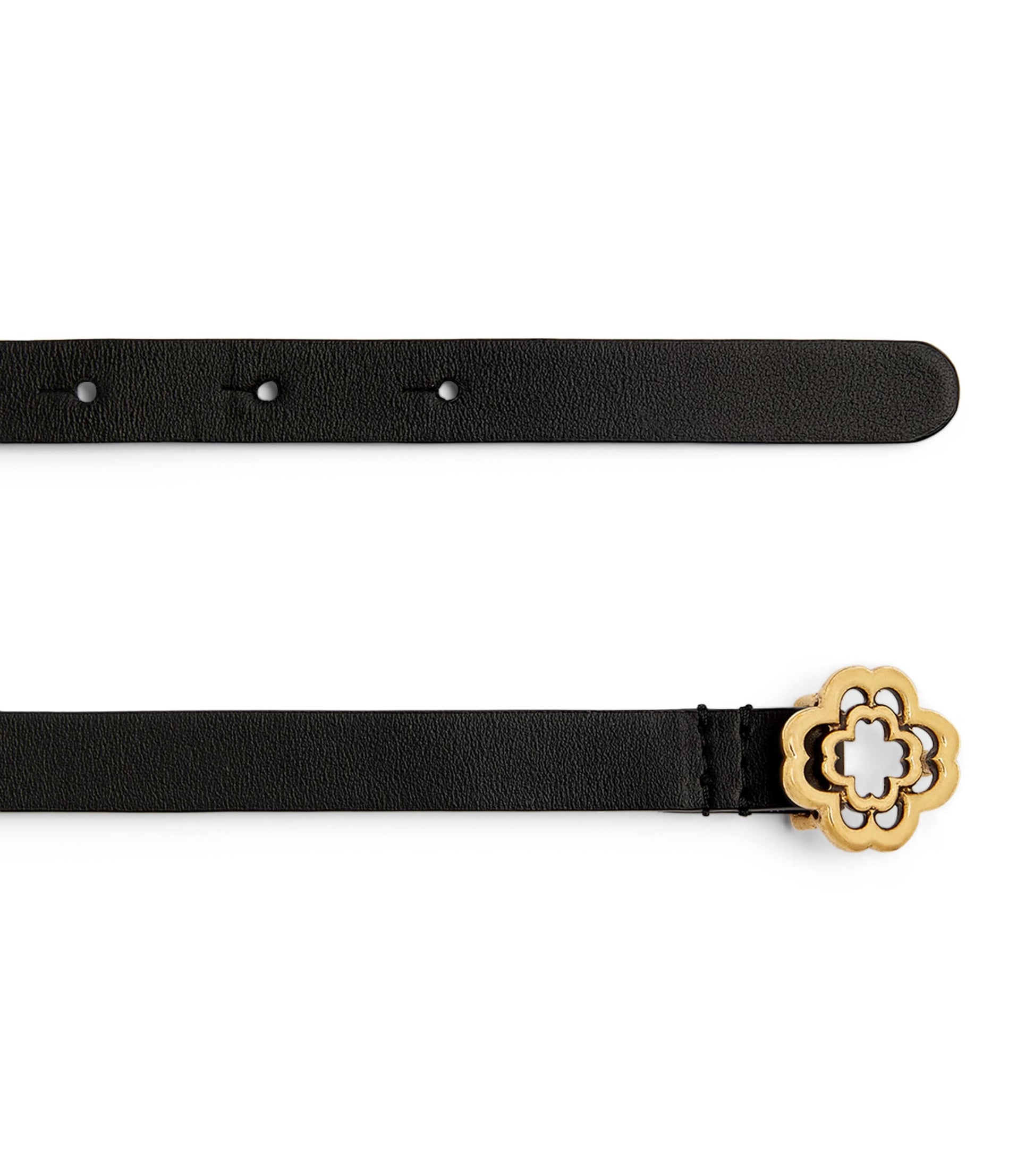 Maje Black Leather Logo Thin Belt
