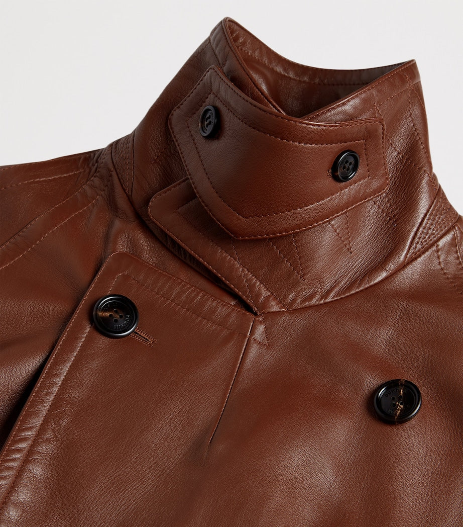 Dunhill Brown Archive Leather Trench Coat