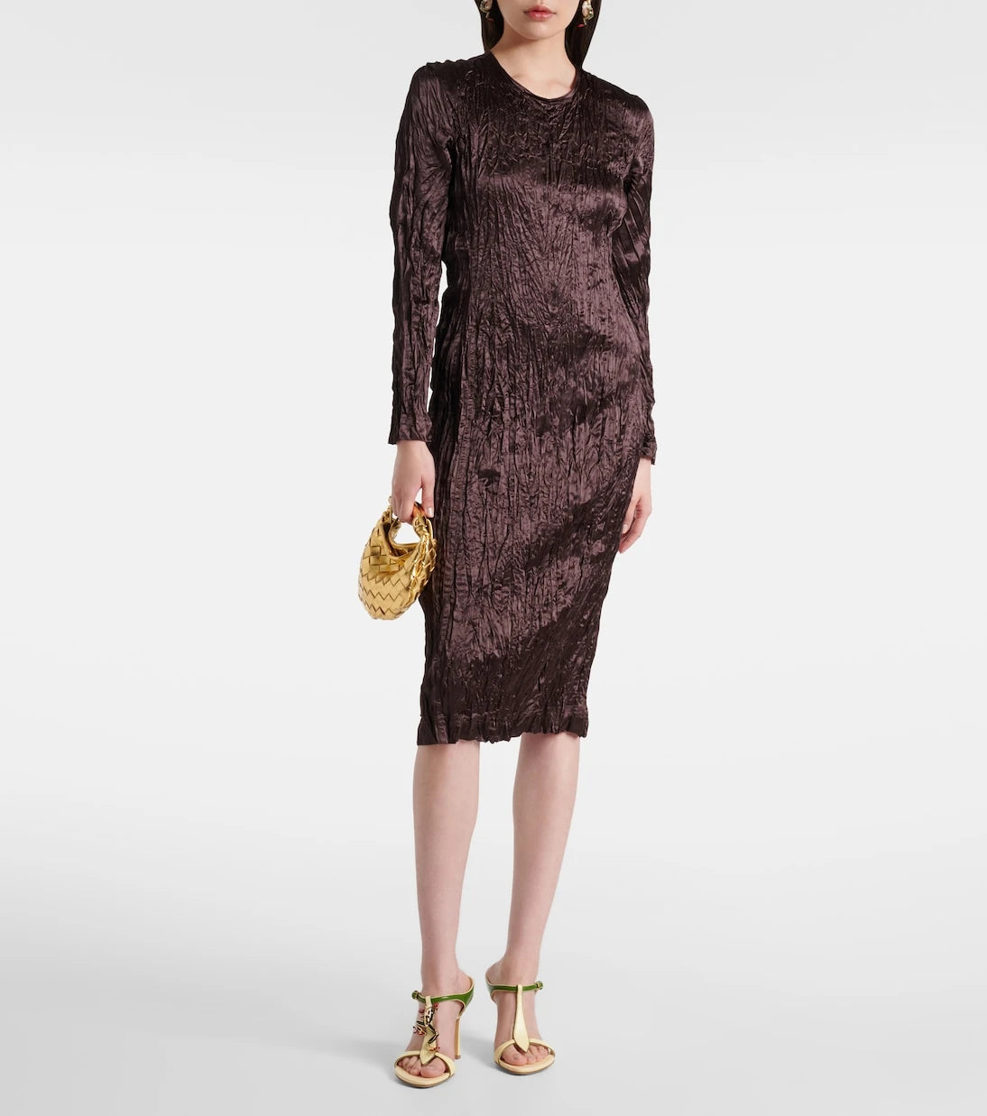 Bottega Veneta - فستان ميدي من الساتان
