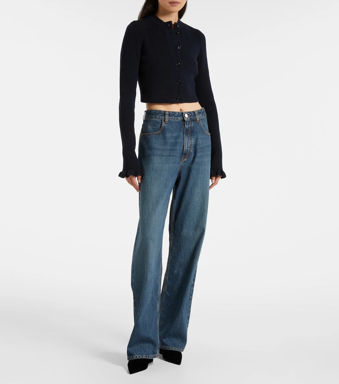 Alaïa - Cube 75 velvet wedge mules