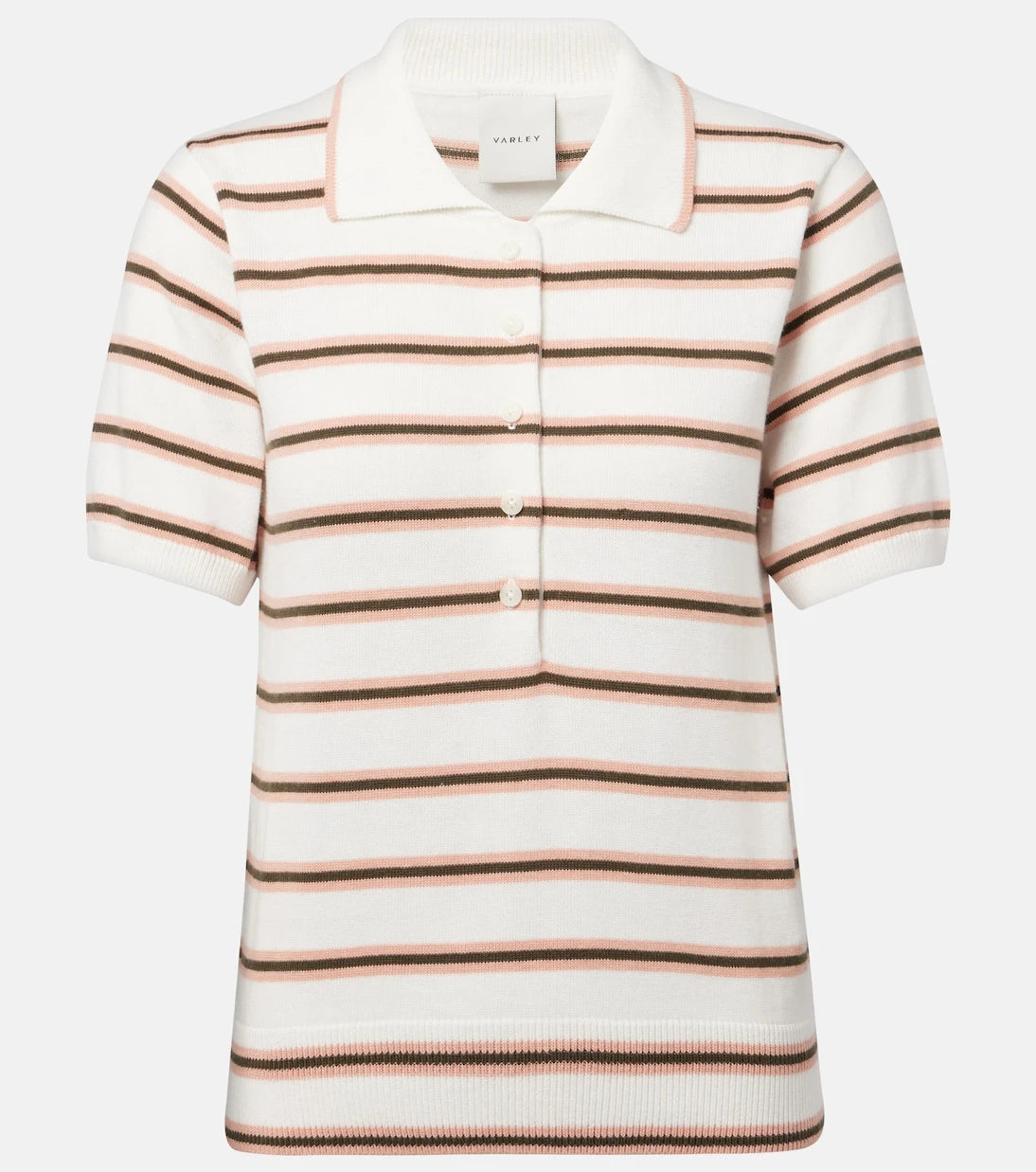 Varley - Faustine striped cotton-blend polo shirt