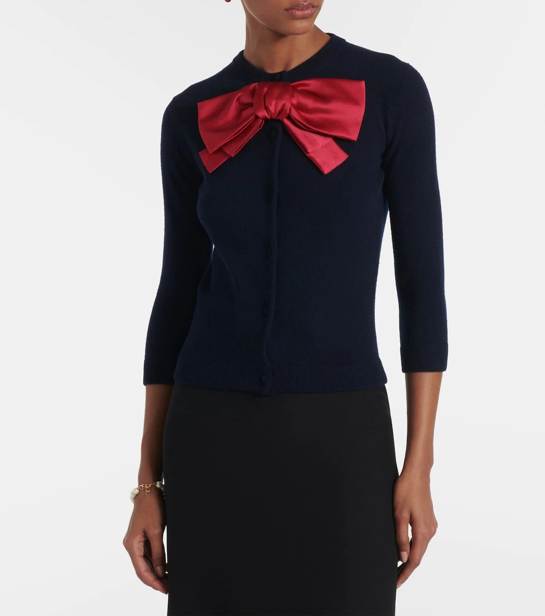 Valentino - Bow-detail wool cardigan
