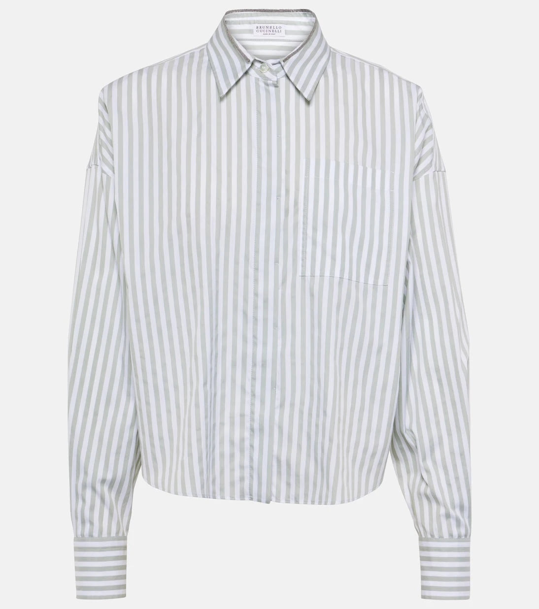 Brunello Cucinelli - Striped cotton and silk poplin shirt
