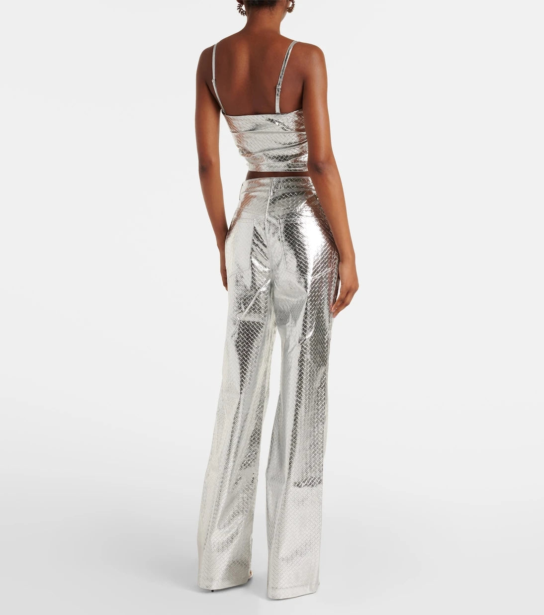Rotate - Metallic-effect draped top