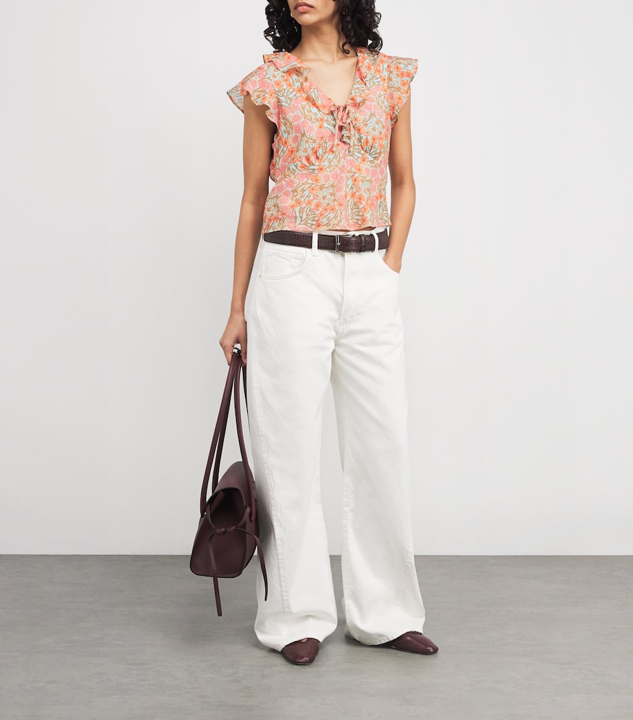 PAIGE Multi Floral Farrow Crop Top