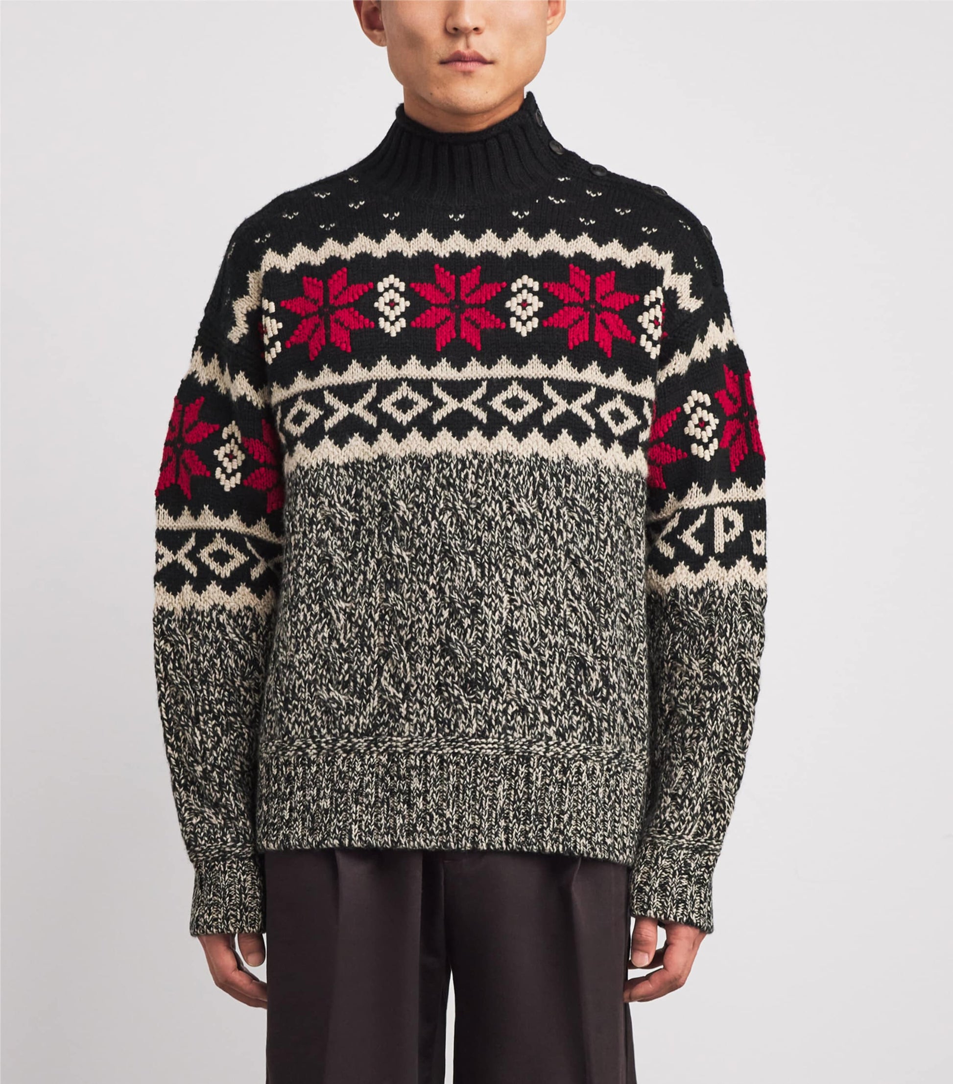 Polo Ralph Lauren Grey Wool Snowflake Rollneck Sweater
