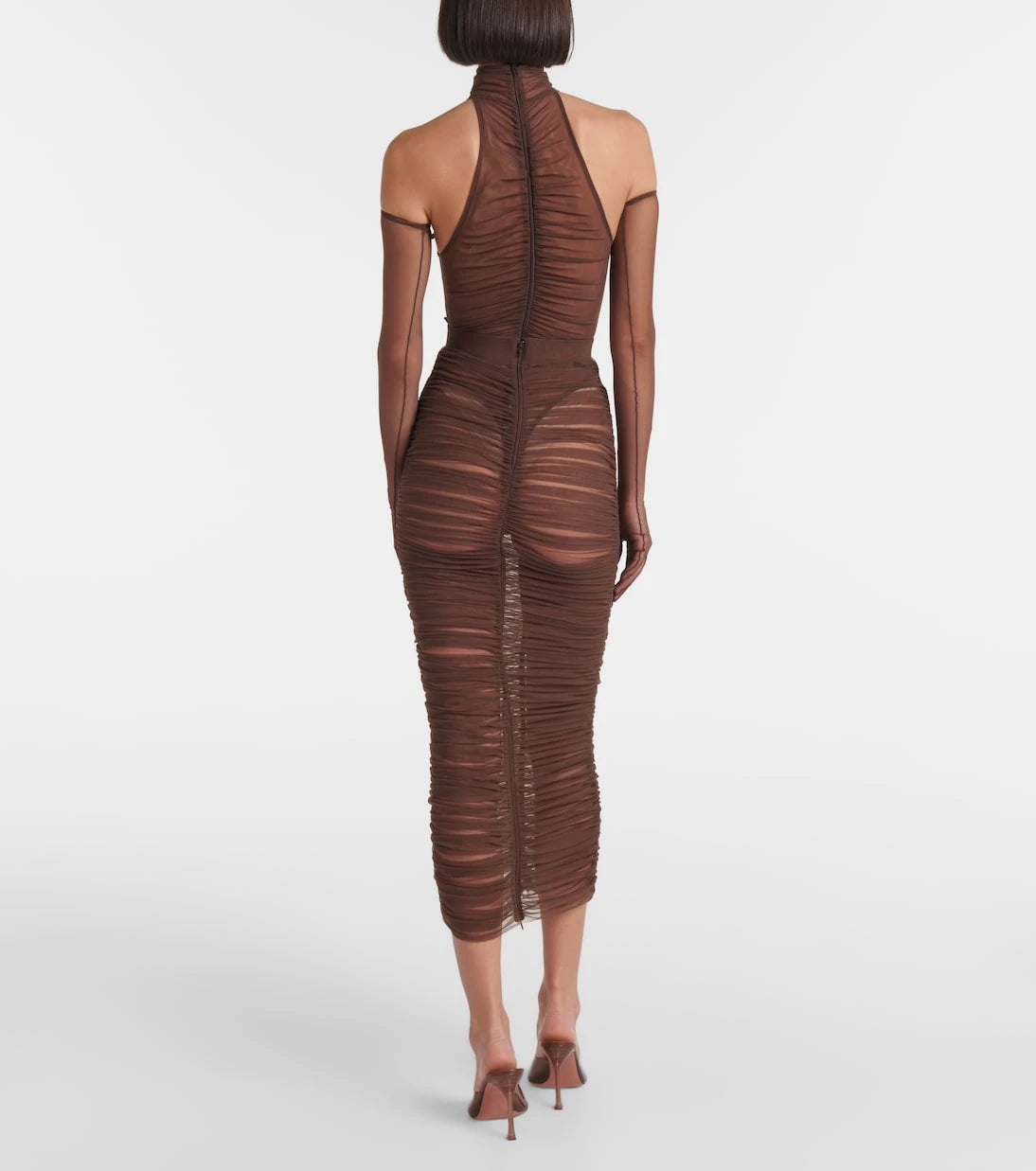 Alex Perry - Ruched mesh midi skirt