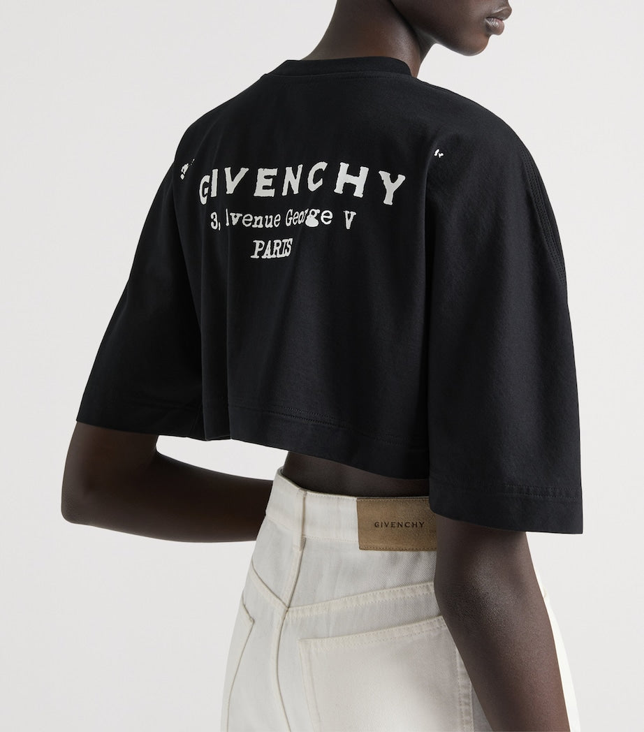 Givenchy Black Cotton Cropped Cocoon T-Shirt