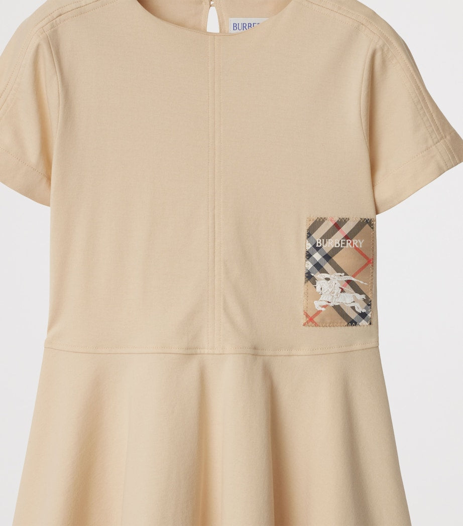 Burberry Kids Beige Cotton Check Label Dress (3-12 Years)