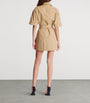 Beige Cotton Belted Mini Dress