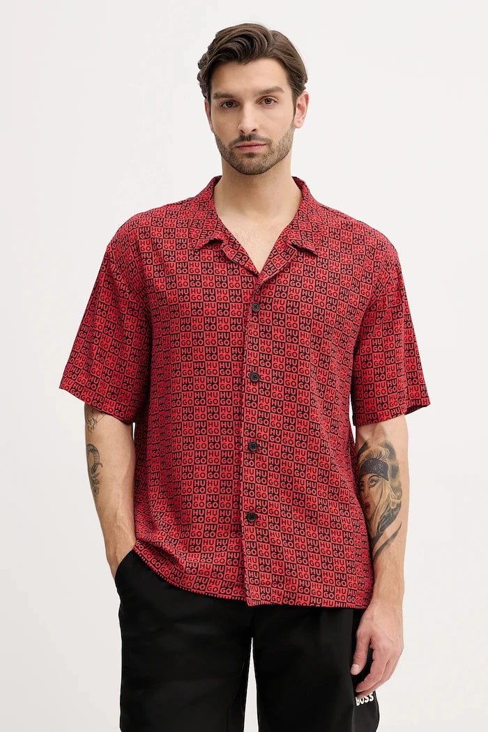 HUGO erkek plaj gömleği BEACH SHIRT RELAXED