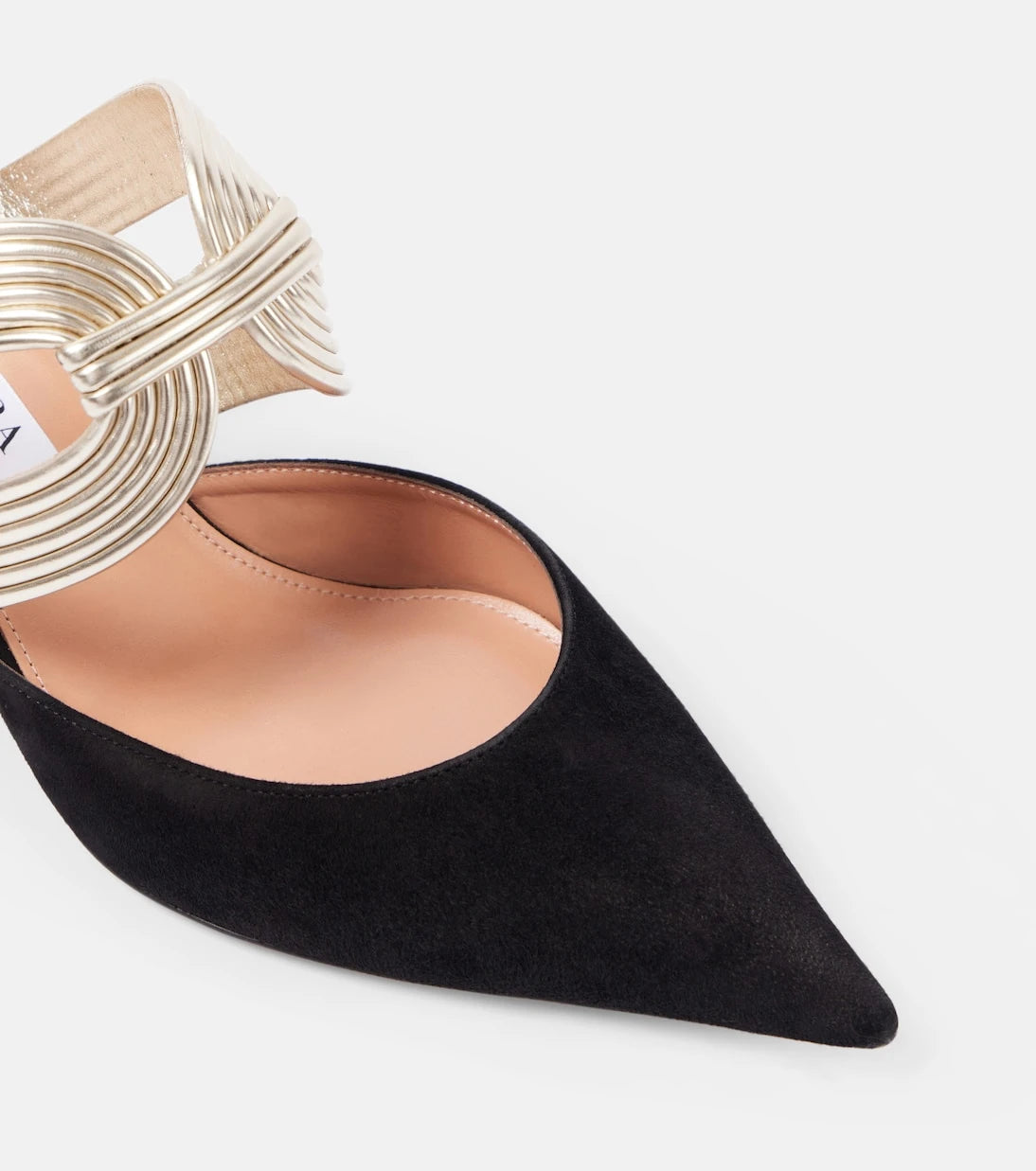 Aquazzura - حذاء ايسنسيا 50 مفتوح من الخلف من الشمواه