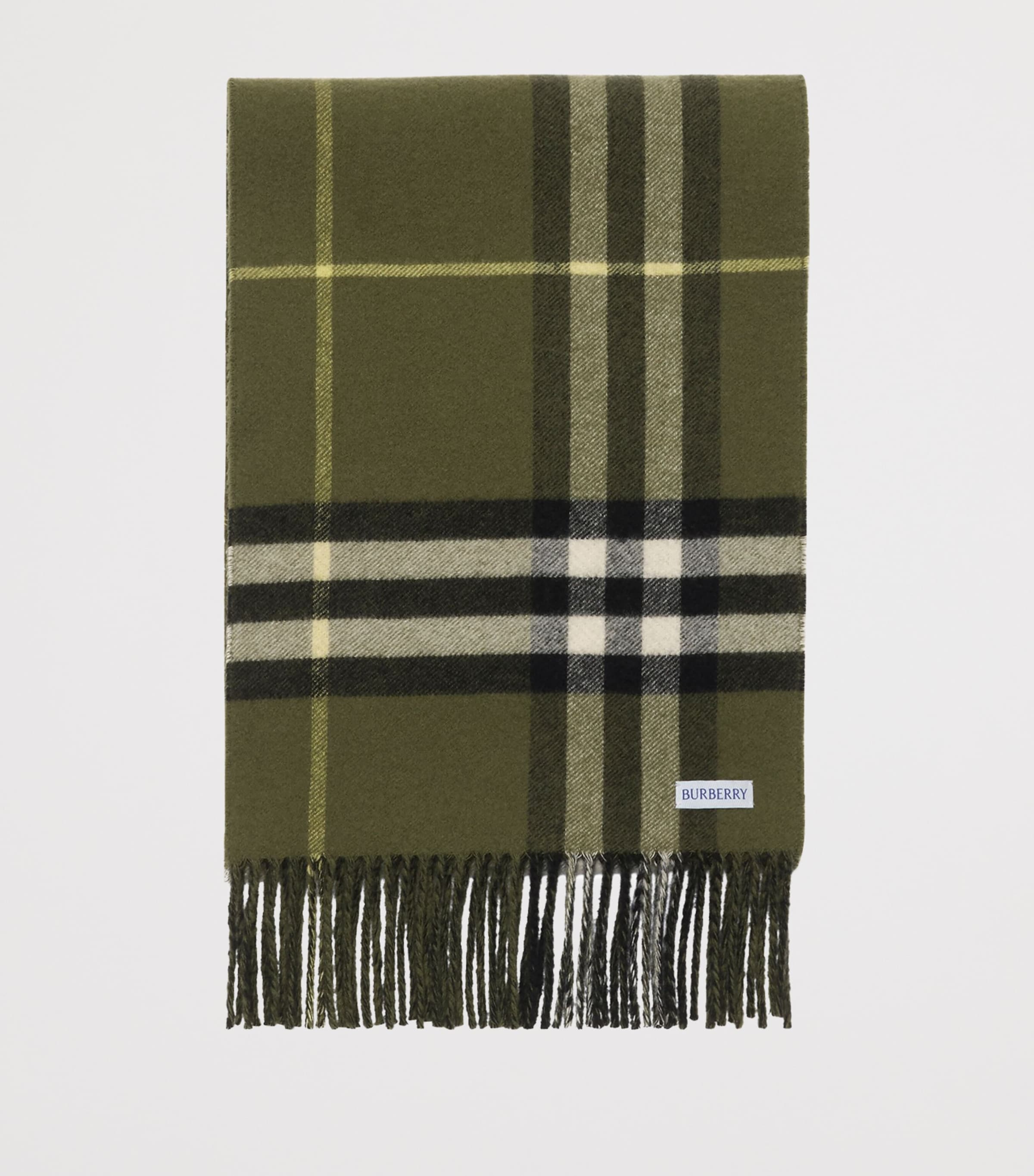 Green Cashmere Reversible B Shield Scarf