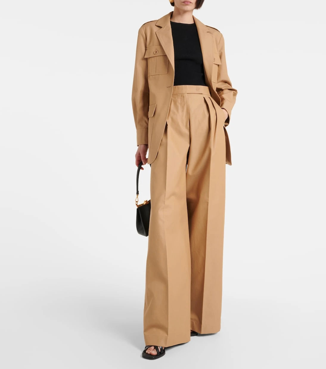 Max Mara - جاكيت باكو قماشي قطني بحزام