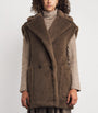 Max Mara Brown Alpaca-Wool-Silk Sleeveless Coat