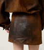Miu Miu Brown Waxed Suede Mini Skirt
