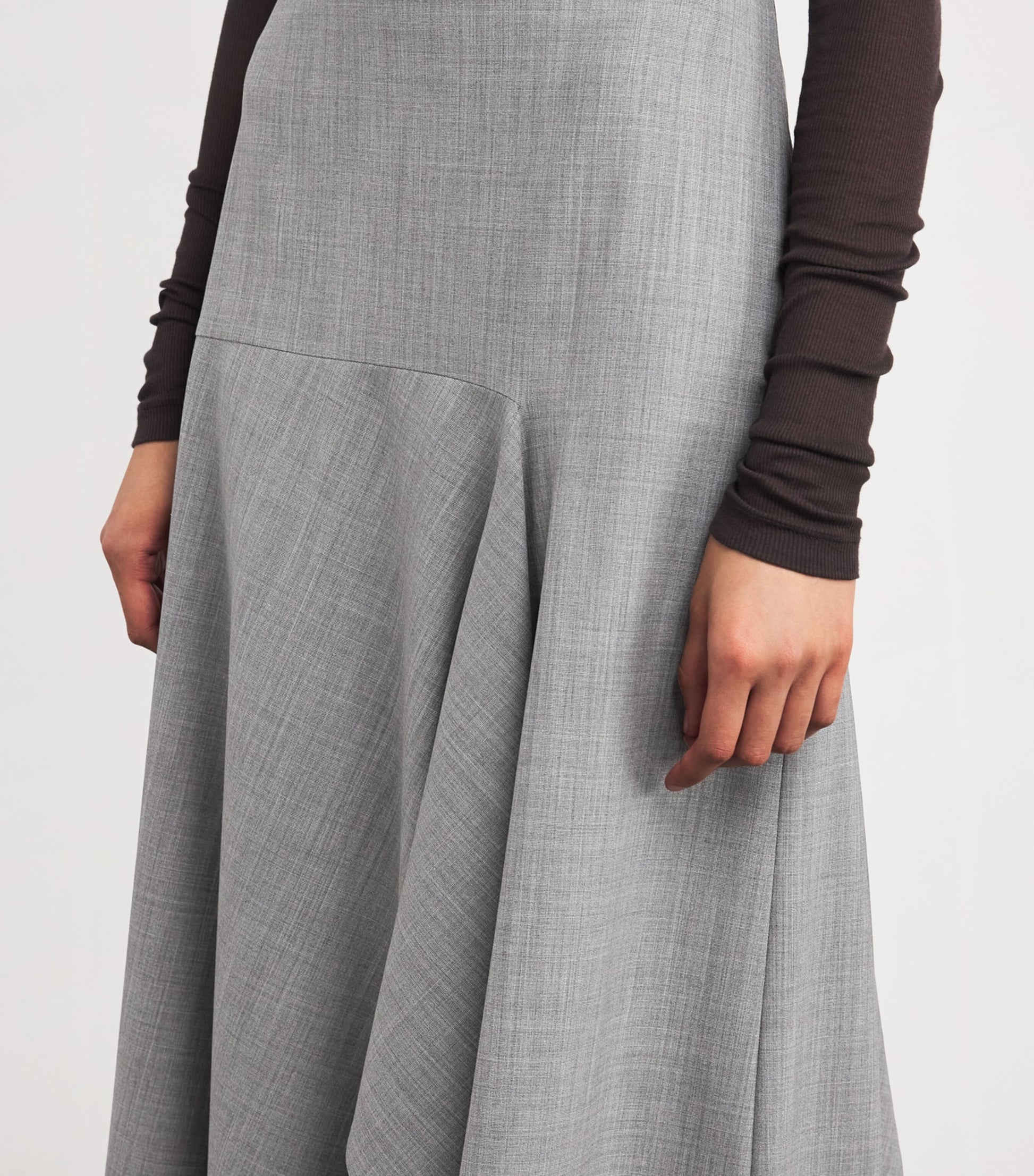 Fabiana Filippi Grey Wool-Blend Asymmetric Midi Skirt