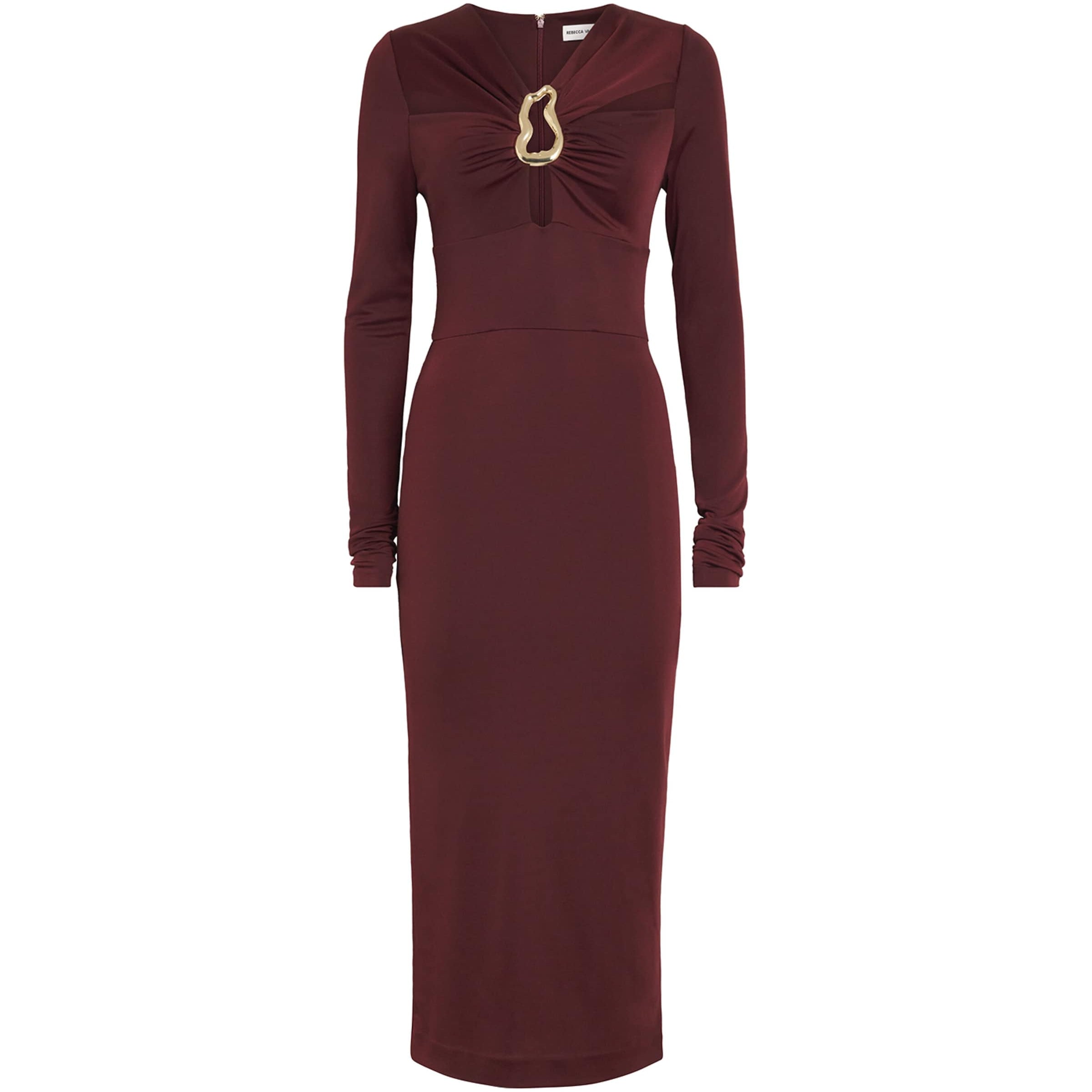 Rebecca Vallance Burgundy Jersey Mischa Midi Dress