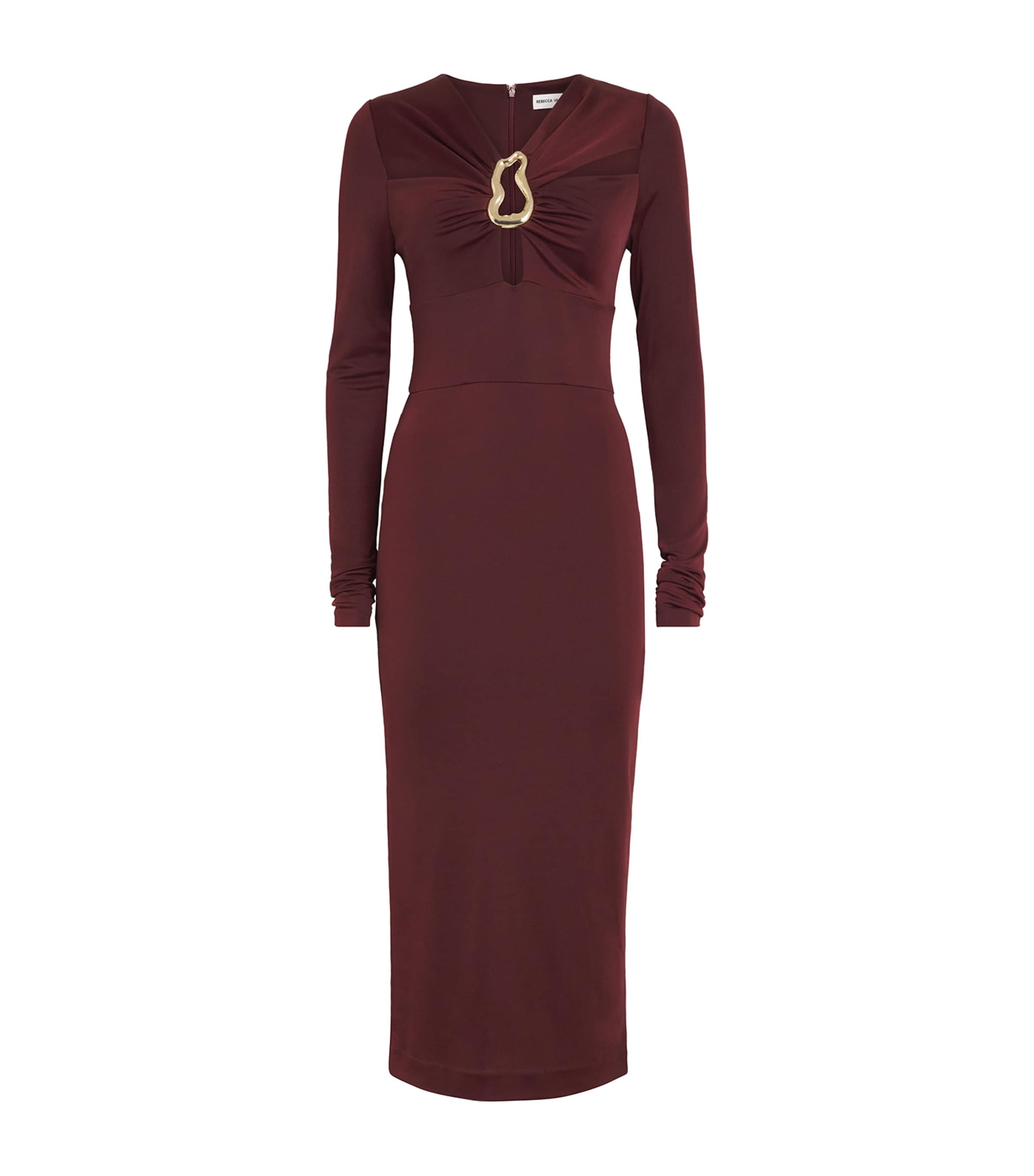 Rebecca Vallance Burgundy Jersey Mischa Midi Dress