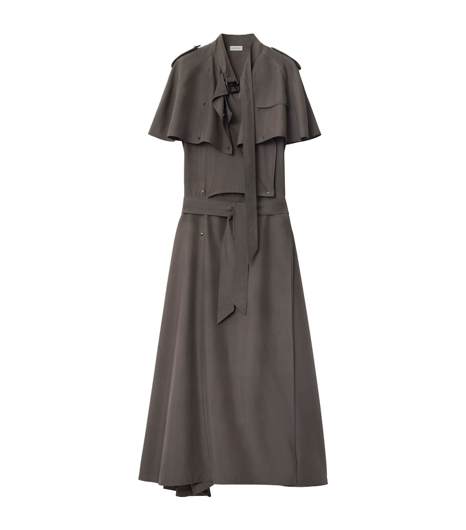 Burberry Silk Trench Midi Dress
