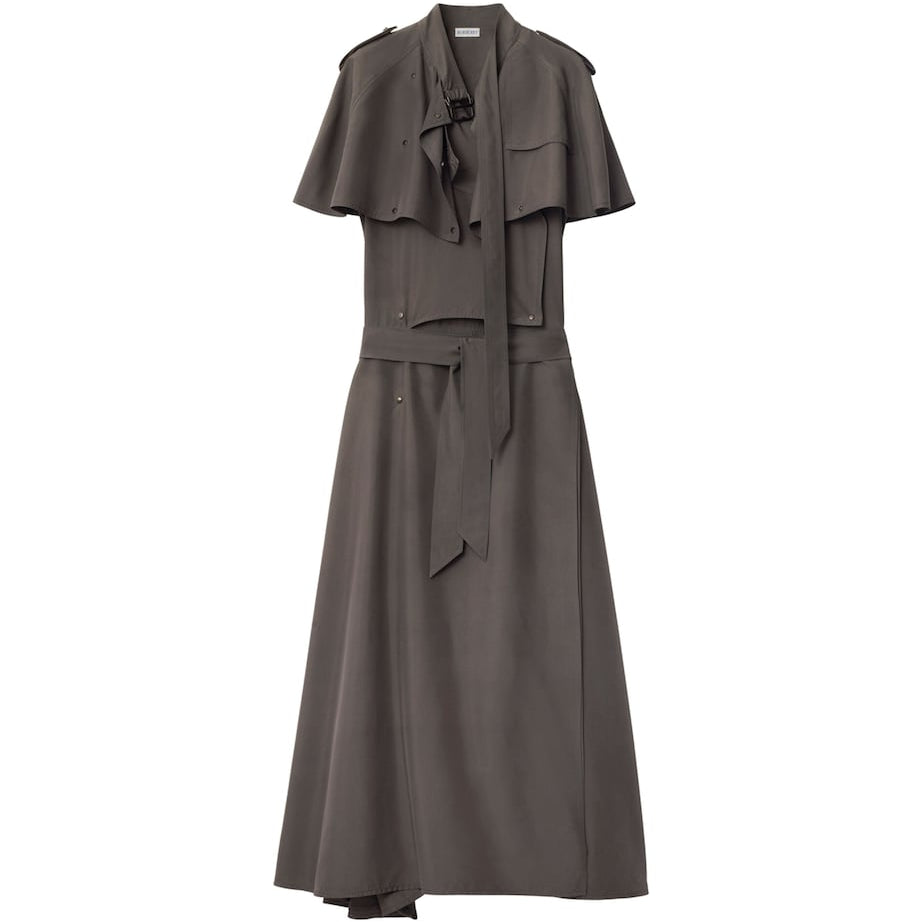 Burberry Silk Trench Midi Dress