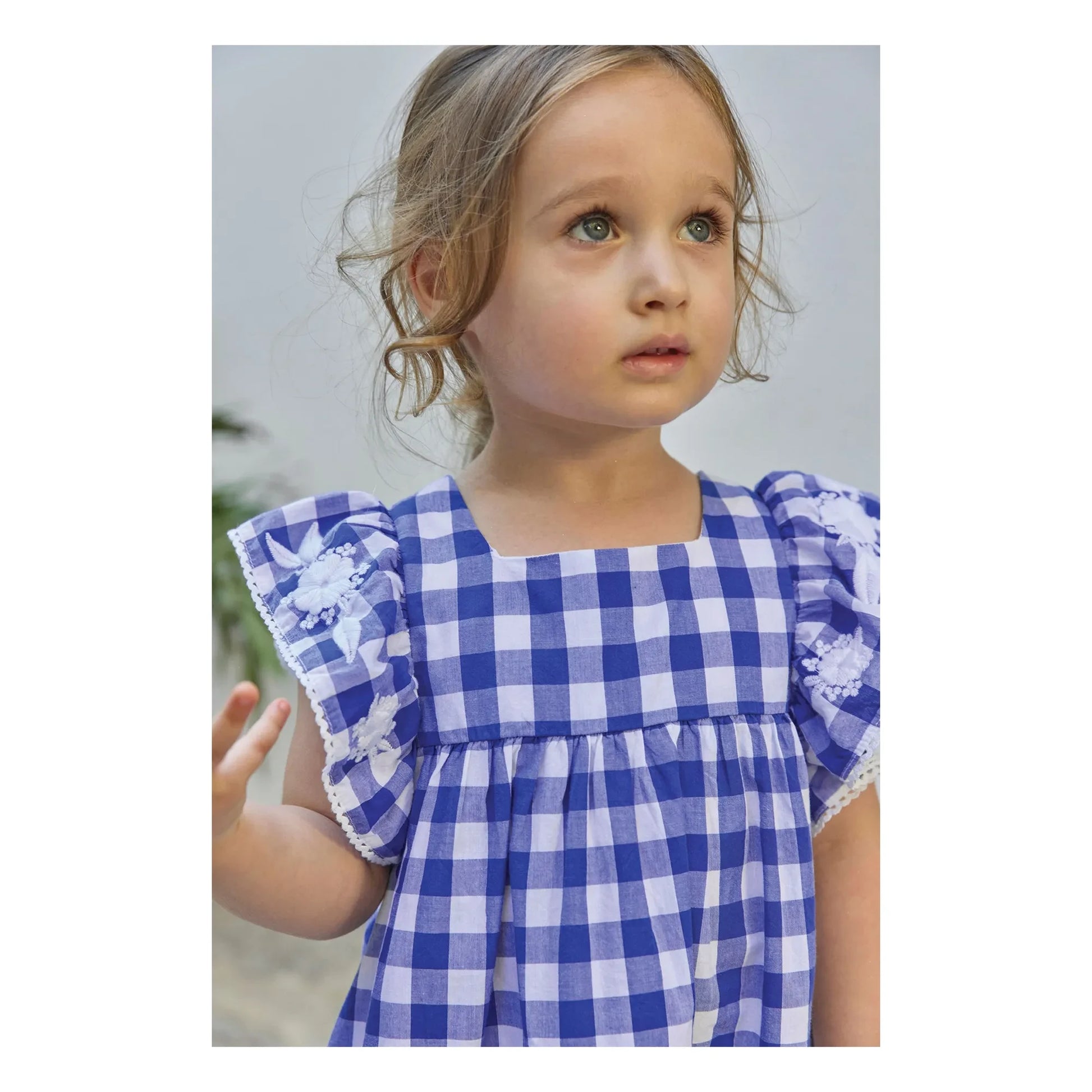 Tartine et Chocolat - Gingham Ruffle Dress | Royal blue
