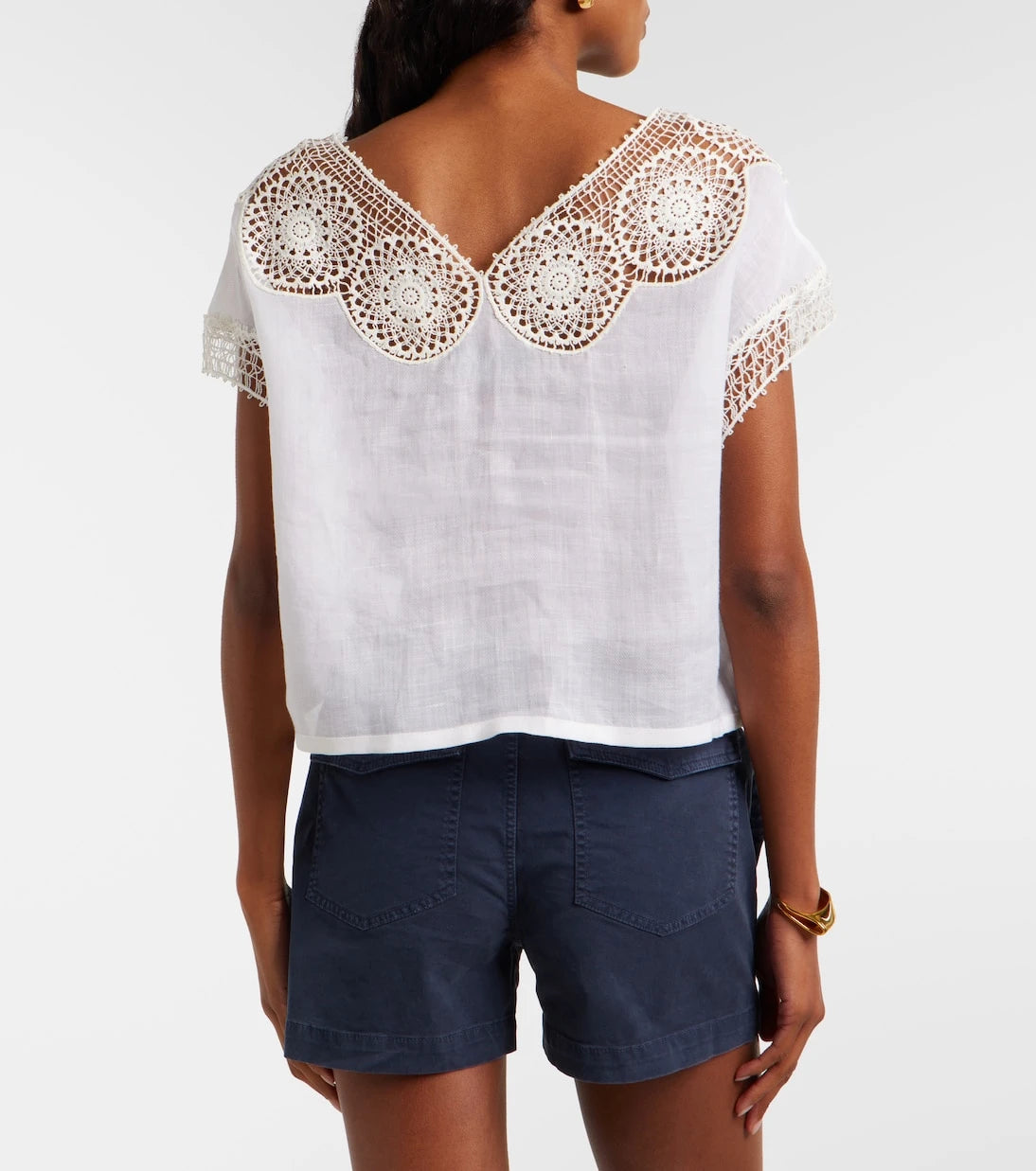 Nili Lotan - Caila crochet-trimmed ramie top