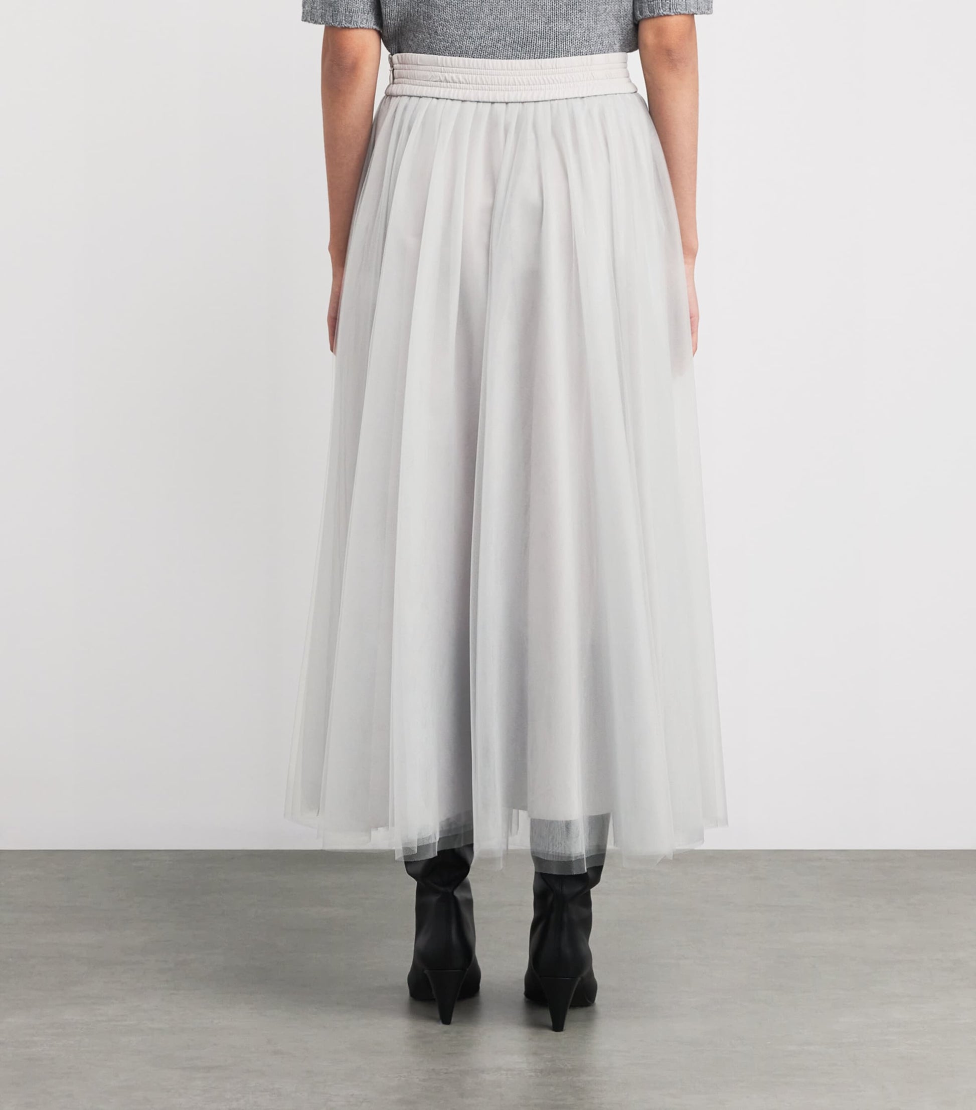 Fabiana Filippi Grey Tulle Maxi Skirt