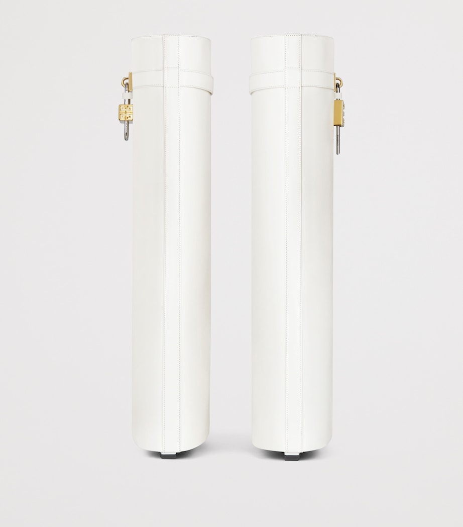 Givenchy White Leather Shark Lock Knee-High Boots 90