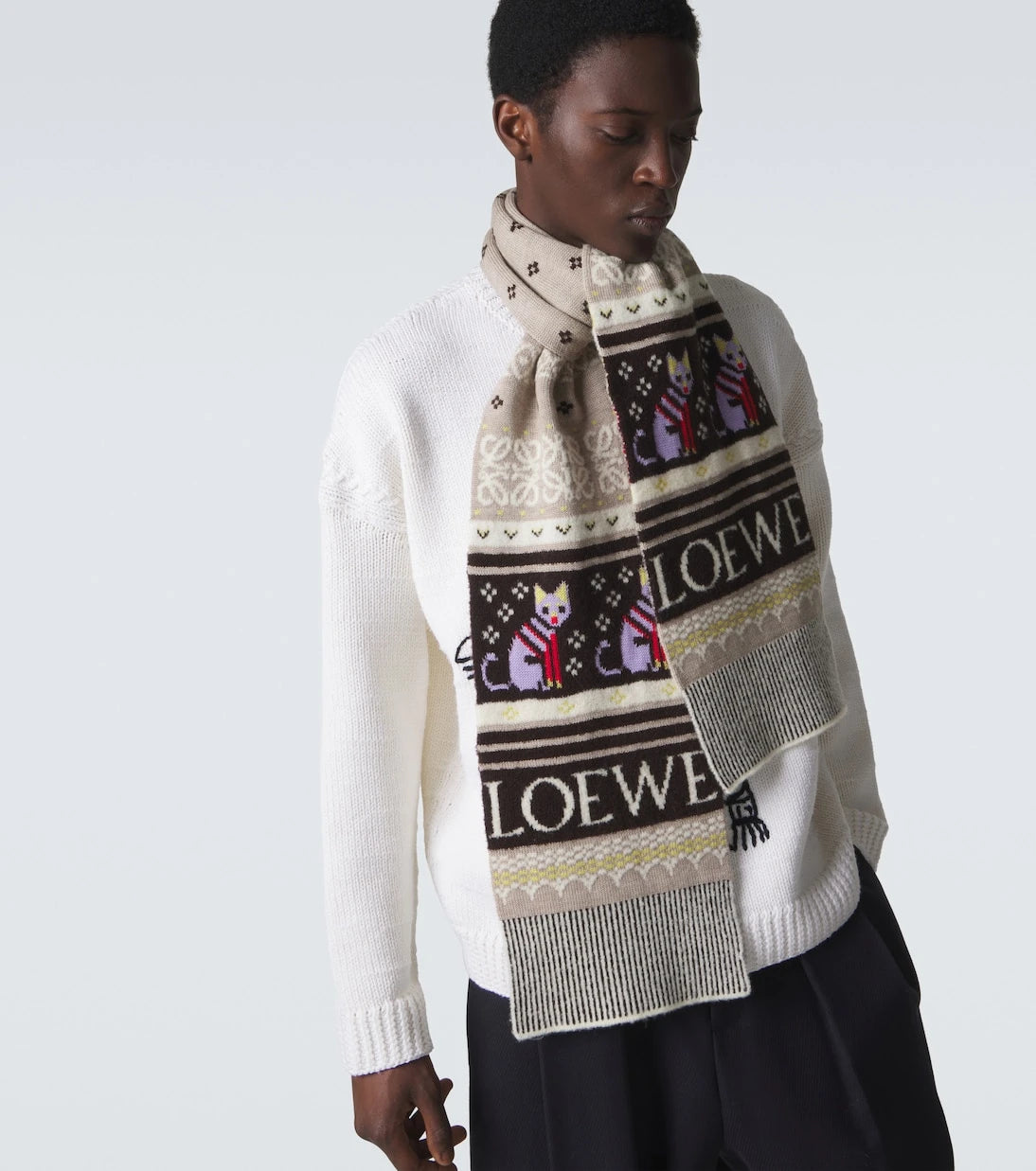 Loewe - x Louis Wain wool-blend jacquard scarf