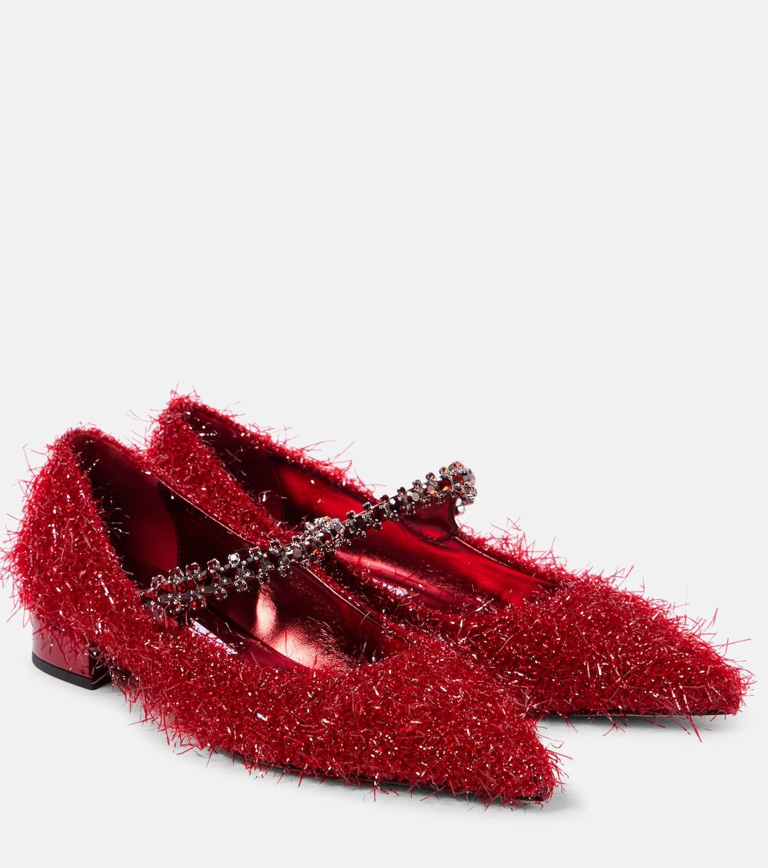 Jimmy Choo - حذاء ماري جين مسطّح بينغ مزين بالتّنسل