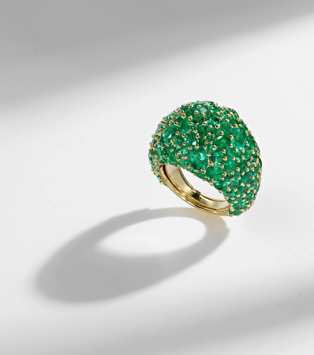 Octavia Elizabeth - Earth Dome 18kt gold ring with emeralds