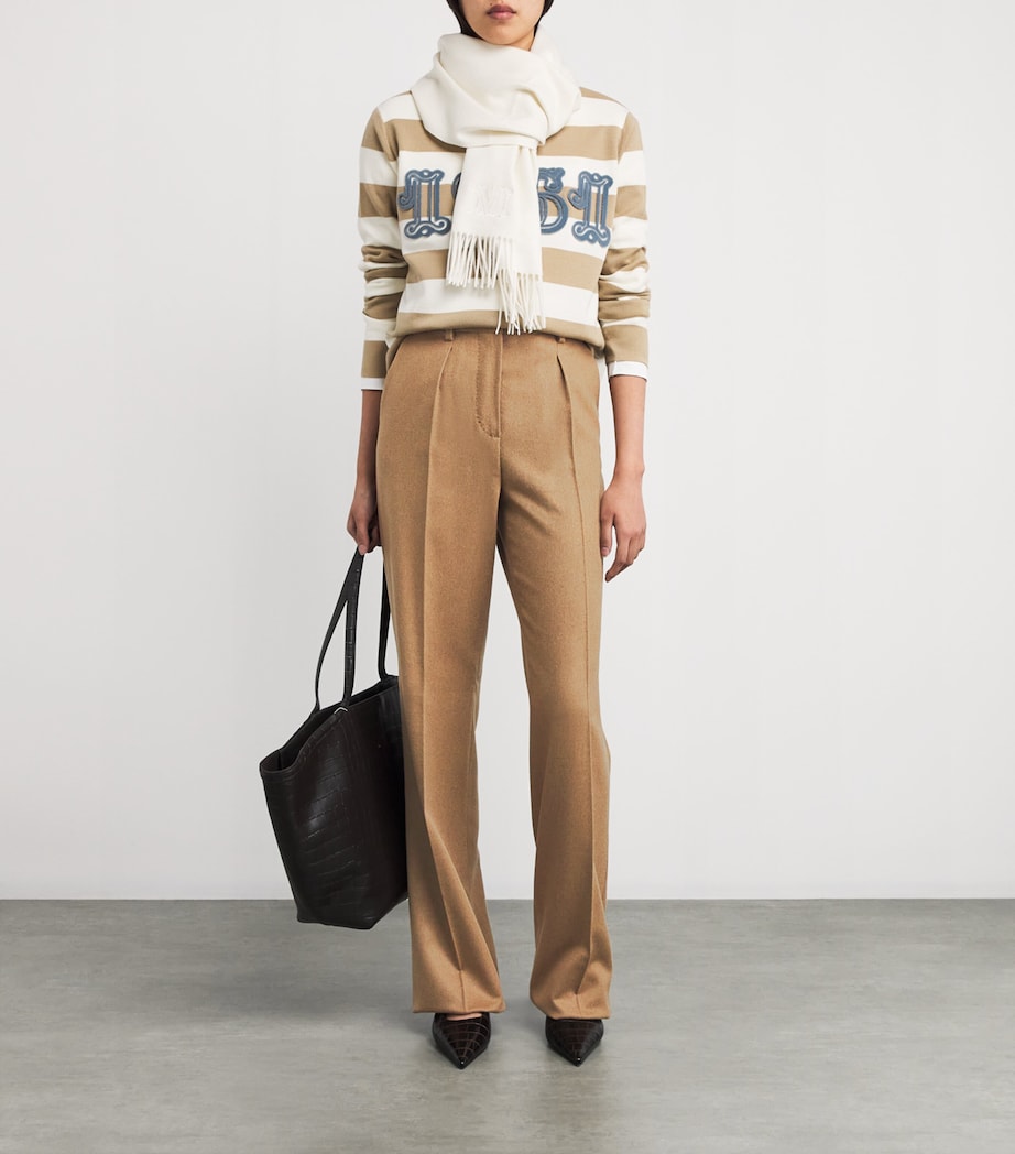 Beige Camelhair Wide-Leg Trousers