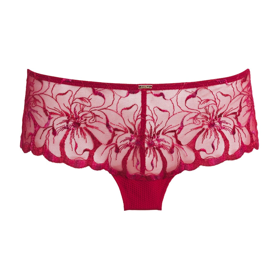 Chantelle Red Embroidered Fleurs Shorty Briefs