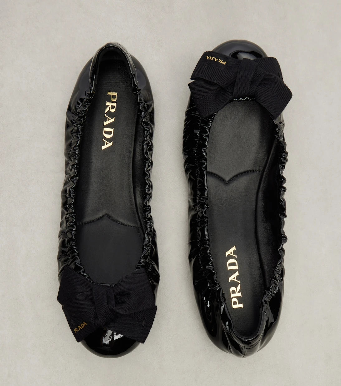 Prada - Bow-detail patent leather ballet flats