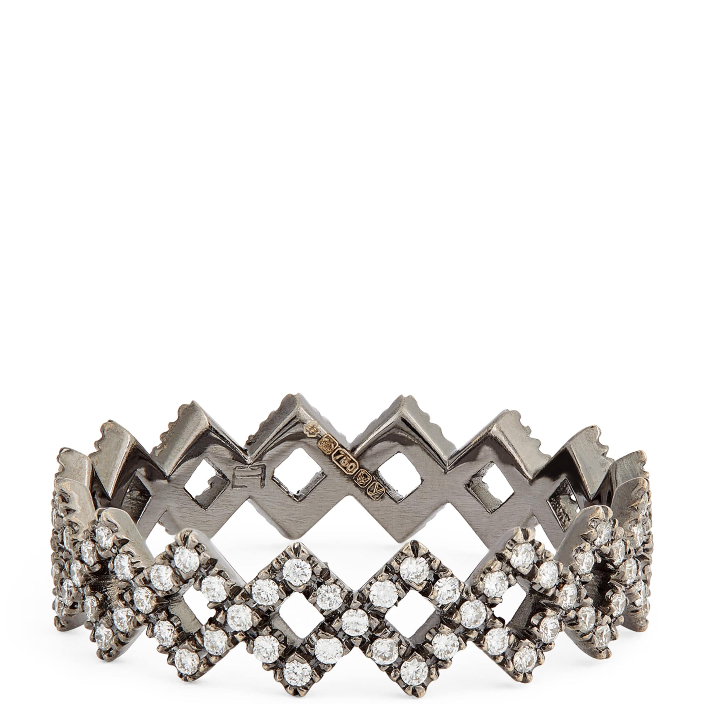 Eva Fehren Blackened White Gold and Diamond Rex Ring