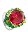 Yellow Gold, Diamond, Tourmaline, Sapphire and Tsavorite Sunset Inside Africa Ring