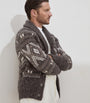 Brown Alpaca-Virgin Wool-Cashmere Jacquard Cardigan