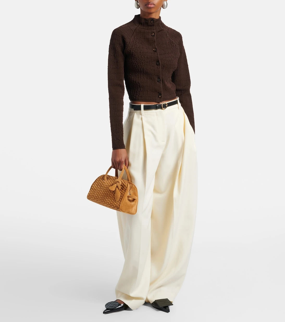 Jacquemus - Turismo Small woven suede bowling bag