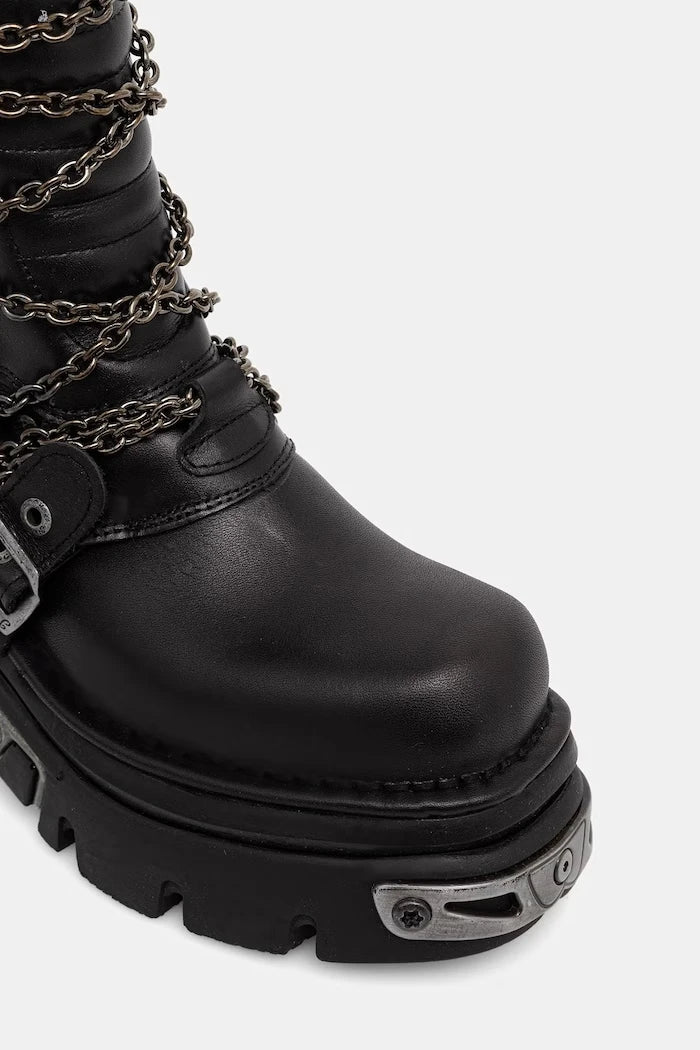 New Rock ITALI NEGRO, REACTOR NEGRO TOBERAS E17 kadın deri botlar