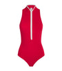 Red UPF 50+ Half-Zip Katya Swimsuit